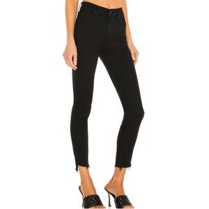 MOTHER The Stunner Zip Ankle Step Fray Not Guilty Wash Black Jeans Size 25